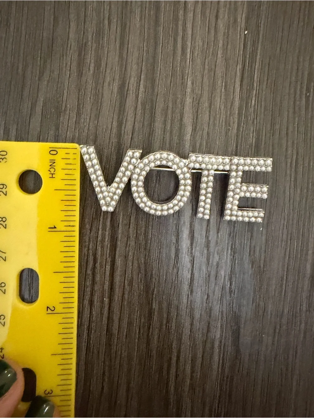 VOTE Pin Brooch - Pearl Rhinestone Silver Statement Jewelry